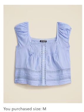 J. Crew Pale Blue Cotton Button-Front Crop Top